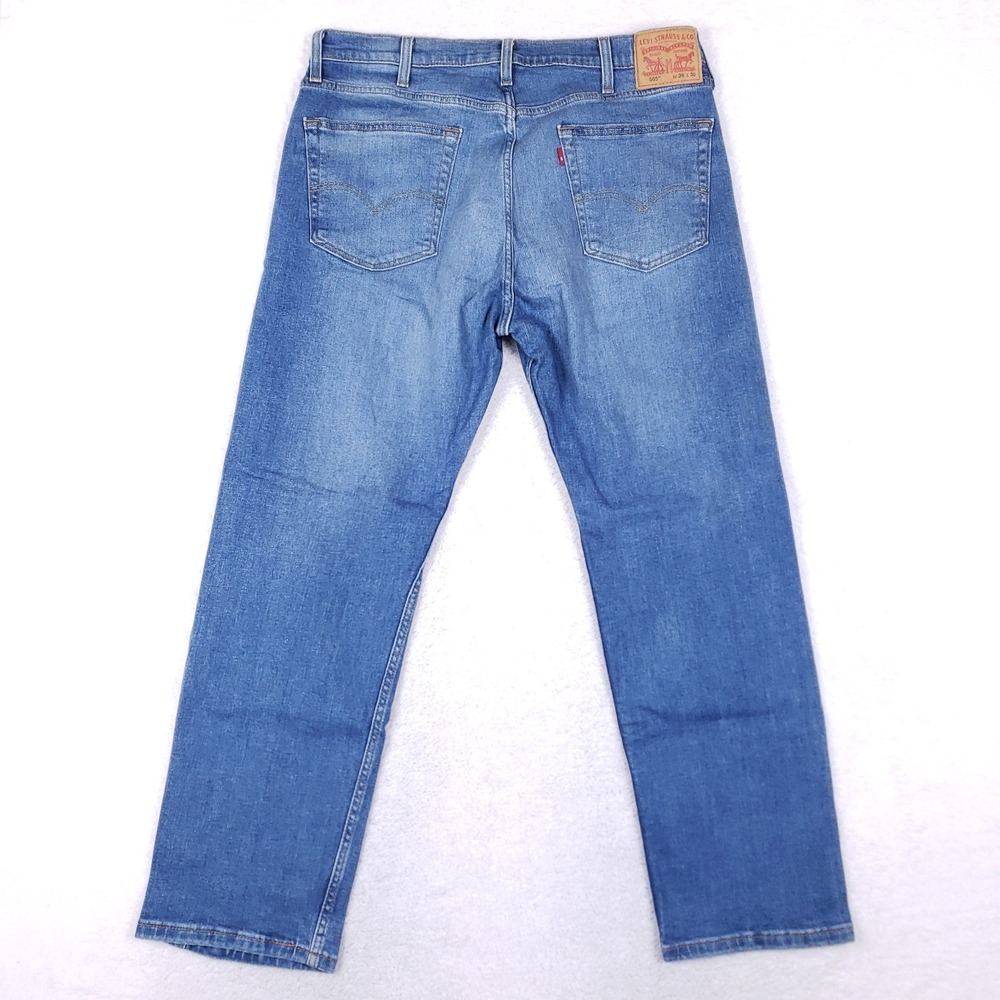 Levi's 505 Regular Fit Straight Leg Jeans 38x30 Blue - Picture 9 of 11